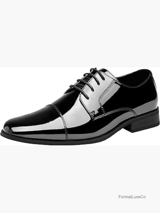 Mens Patent Leather Cap Toe Oxford Dress Shoes Wedding Business Tuxedo